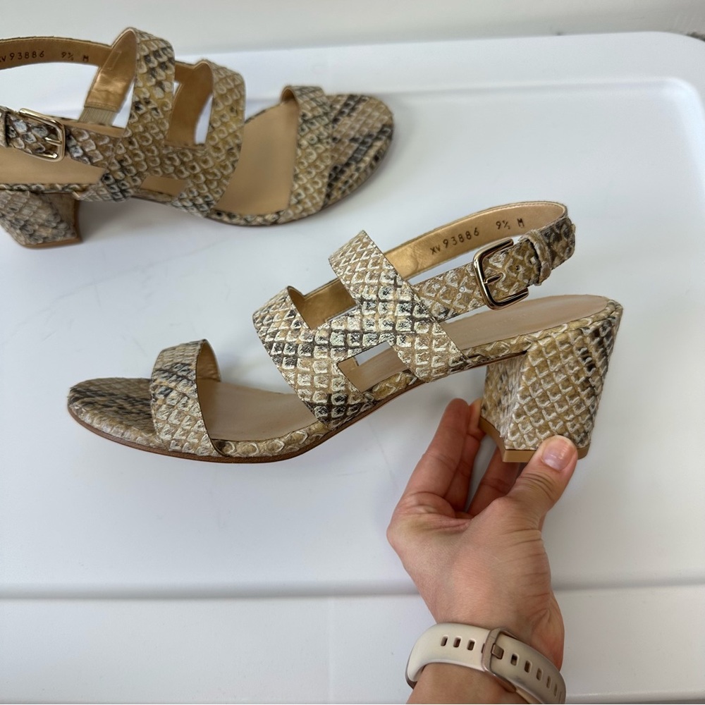 Stuart Weitzman Barrio Snakeskin Sandal Heels - Picture 8 of 9
